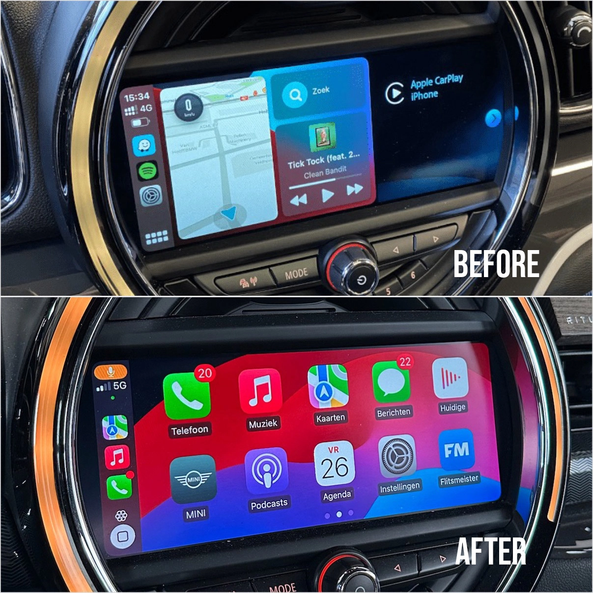 Activatie Apple CarPlay naar Full-screen (MINI)